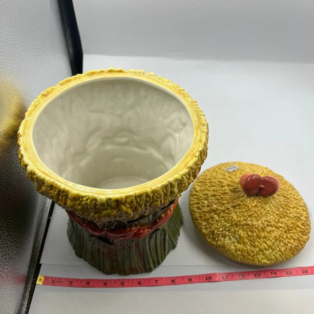 Department 56 Harvest Wheat Ceramic Cookie Jar Autumn Leaf Acorn Fall Decor
